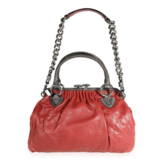 Marc Jacobs Red Leather & Gray Snakeskin Stam Bag - Picture 4 of 7
